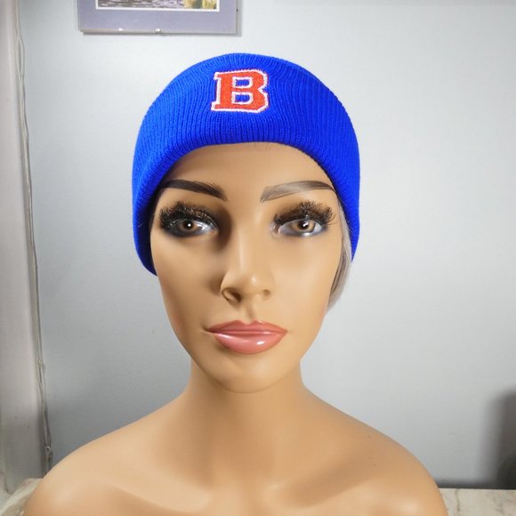Blue B Boston logo Knit Cap Beanie Blue - Picture 2 of 8